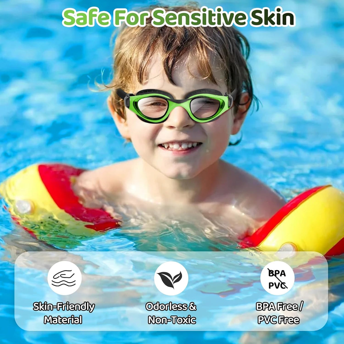 Vvinca Kids Swim Goggles - Anti-Fog UV Protection | Leakproof Design for Ages 6-14