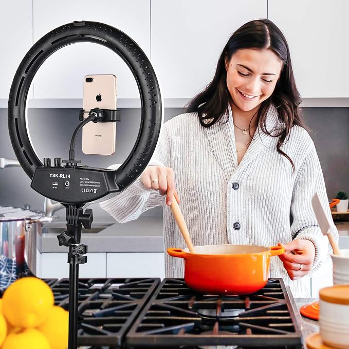 Ring Light with Tripod Stand, Yesker 14 Inch LED Ringlight Kit with Phone