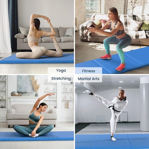 Fitvids Folding Exercise Mat - High-Density 2'x6'x2" Gymnastics Mat with Carrying Handles for Home Yoga & Pilates