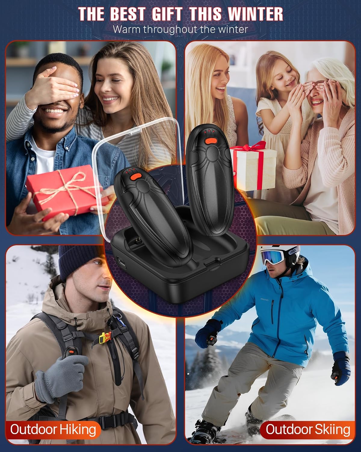 Skiennix Rechargeable Hand Warmers - 14000mAh Electric AI Pocket Heater with Charging Case | Perfect for Travel, Golf, and Camping