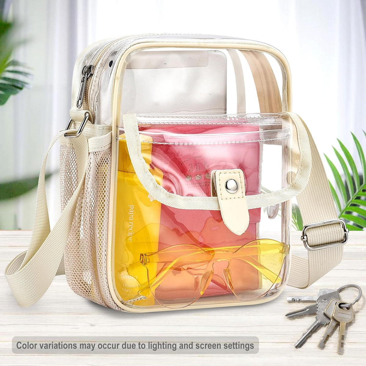 Spodears Clear Crossbody Bag - Perfect for Stadiums, Concerts & Festivals | Adjustable Strap & Bottle Holder