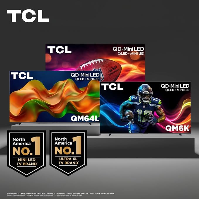 TCL 85 Inch Class QM64L Series | Mini LED QLED 4K HDR Smart Fire TV | 85QM64L, 2026 | 120Hz-144Hz High Brightness, Dolby Vision Atmos, Alexa+ Voice Remote AI Streaming Television | Amazon Exclusive