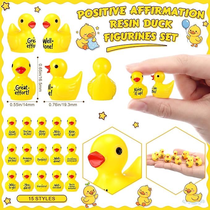 Skylety 24 Pcs Back to School Mini Resin Ducks