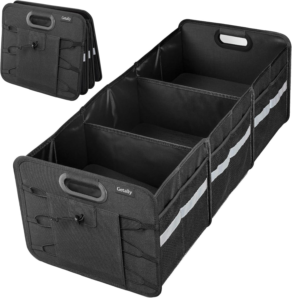 Trunk Organizer for Car， Collapsible Trunk Organizer with Multi Pockets, 3 Compartments Storage Organizer for Car SUV, Truck, Sedan