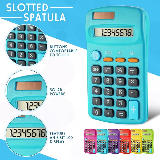 Weewooday 18 Pieces Small Basic Calculator Bulk 8 Digit Solar Battery Dual
