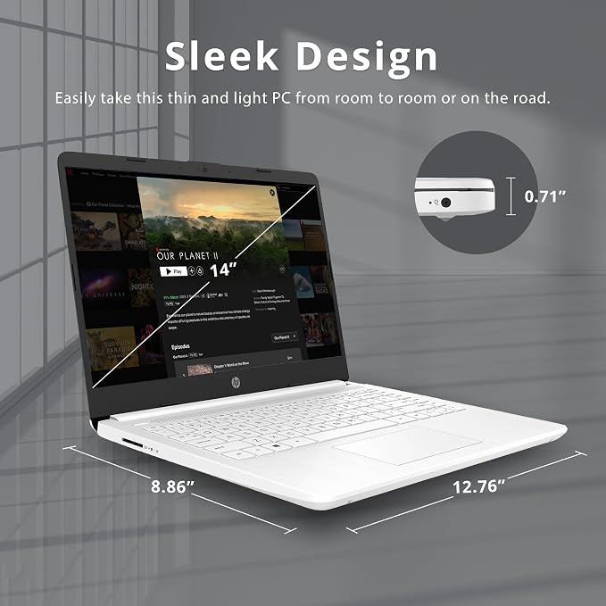 HP Stream 14″ HD Busines Laptops, Intel Celeron Processor, 8GB RAM, 1TB Storage (64GB eMMC + 1TB Docking Station Set), Intel UHD Graphics, 720p Webcam, WiFi, HDMI, Win 11, White