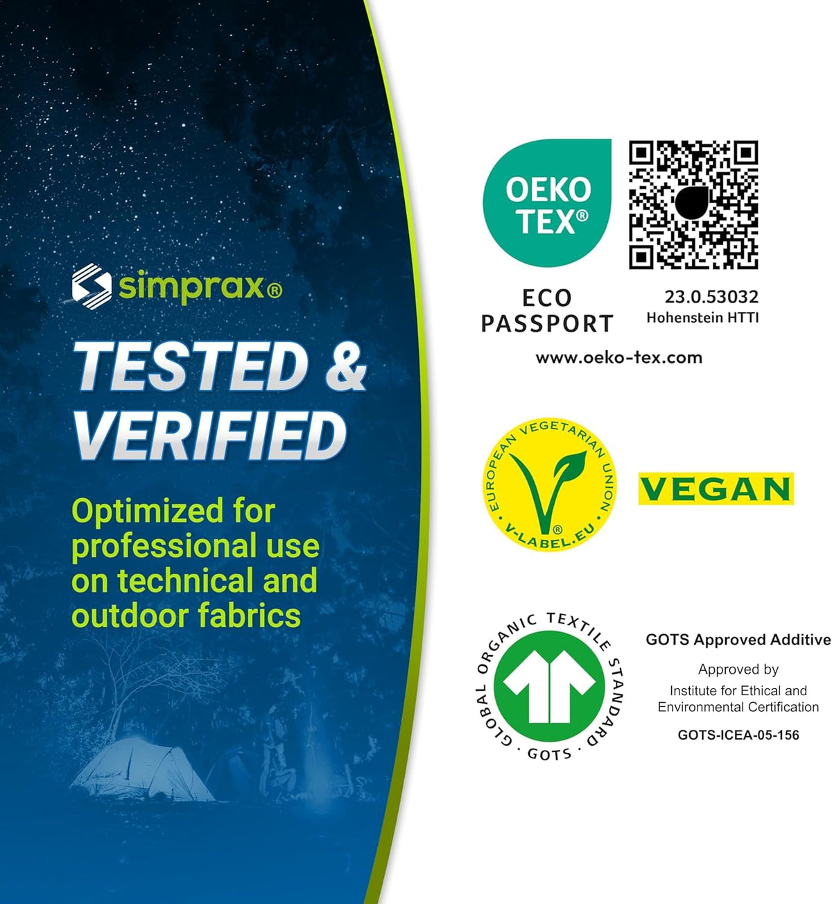 Simprax® Waterproofing Spray - Eco-Friendly, UV-Stable & Biodegradable | Enhances Water-Repellency for Tents & Textiles