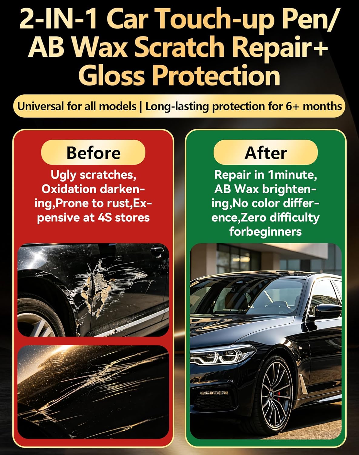 Azure Gray Metallic Tri-Coat(G4) Touch Up Paint for Ford with A/B Wax OEM Exact Match,Scratch Repair Kit,2-In-1 Tip/Brush,Quick Dry Anti-Rust Waterproof Paint F-150,Mustang,Explorer,Bronco