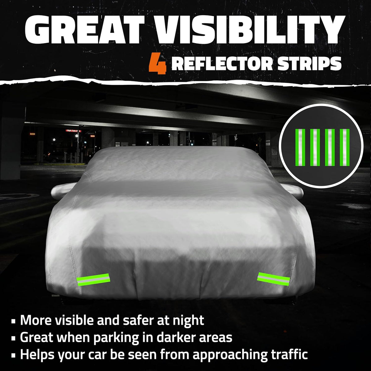 Mockins 185"x70"x60" Small Sedan Car Cover for Snow Frost UV &amp; Light Rain | All Weather 190T Polyester Outdoor &amp; Indoor Car Covers for Automobiles | Water-Resistant Full Exterior Covers with Strap