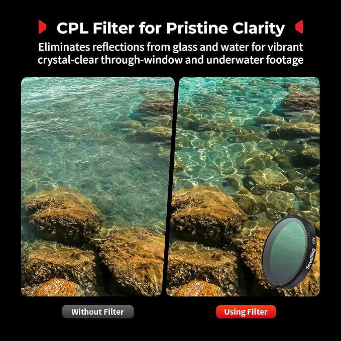 SmallRig ND Filter Kit for DJI Osmo Action 6, 5 Pack CPL ND8 ND16 ND32 Snap-On