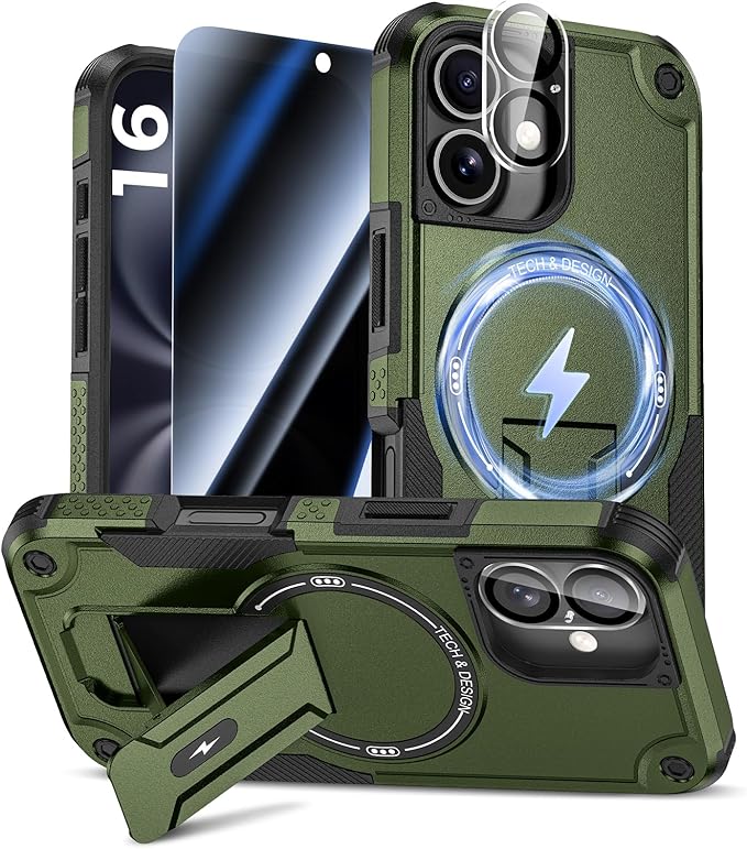 Goton for iPhone 16 Case with Privacy Tempered Glass Screen Protector & Camera