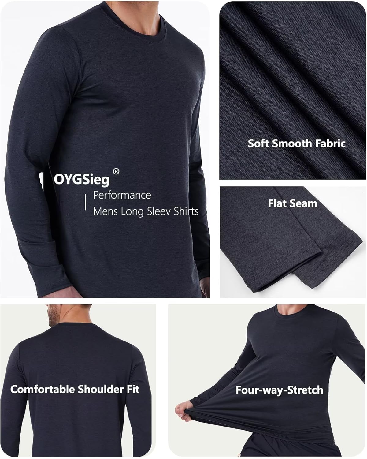 Skiennix Men's Quick Dry Long Sleeve Shirts - UPF 50+ UV Protection | Moisture-Wicking T-Shirt for Casual Workouts