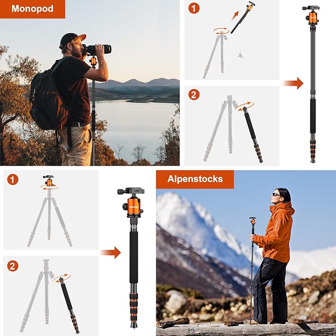 80/85 inches Heavy Duty Tripod for Camera and Phone, DSLR Binoculars Spotting