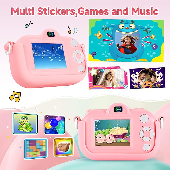 Kids Camera Toys for Ages 3 4 5 6 7 8 9 Girls, 48MP Dual Lens Toddler Digital