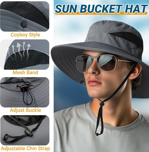 NPQQUAN Ponytail Sun Bucket Hat - Wide Brim UPF 50+ Protection for Fishing & Beach Activities