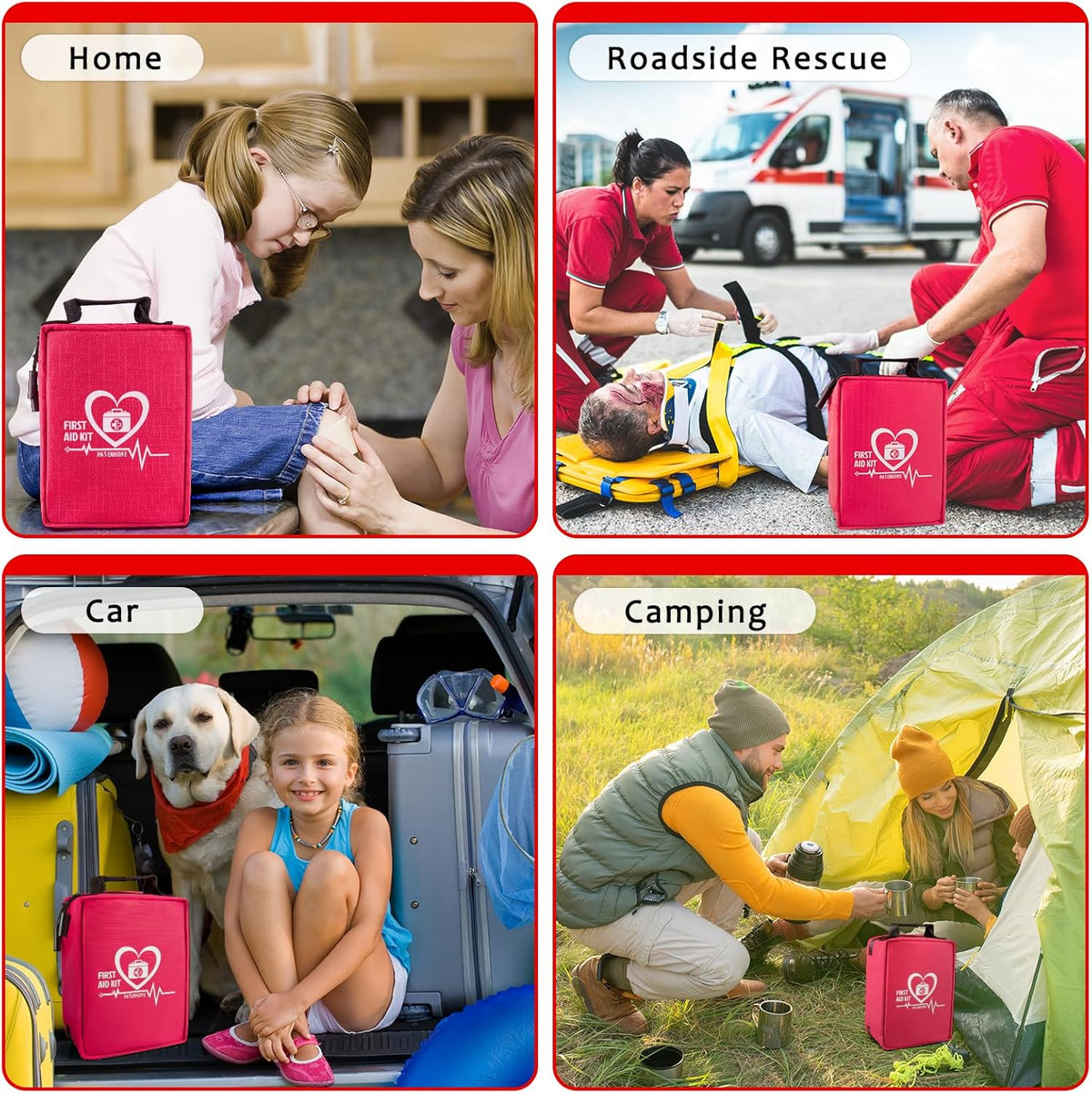 First Aid Kit with Rapid-Response Labeled Compartments, Compact Waterproof Emergency Kit with Molle Straps for Car, Camping, Home, Hiking, Travel