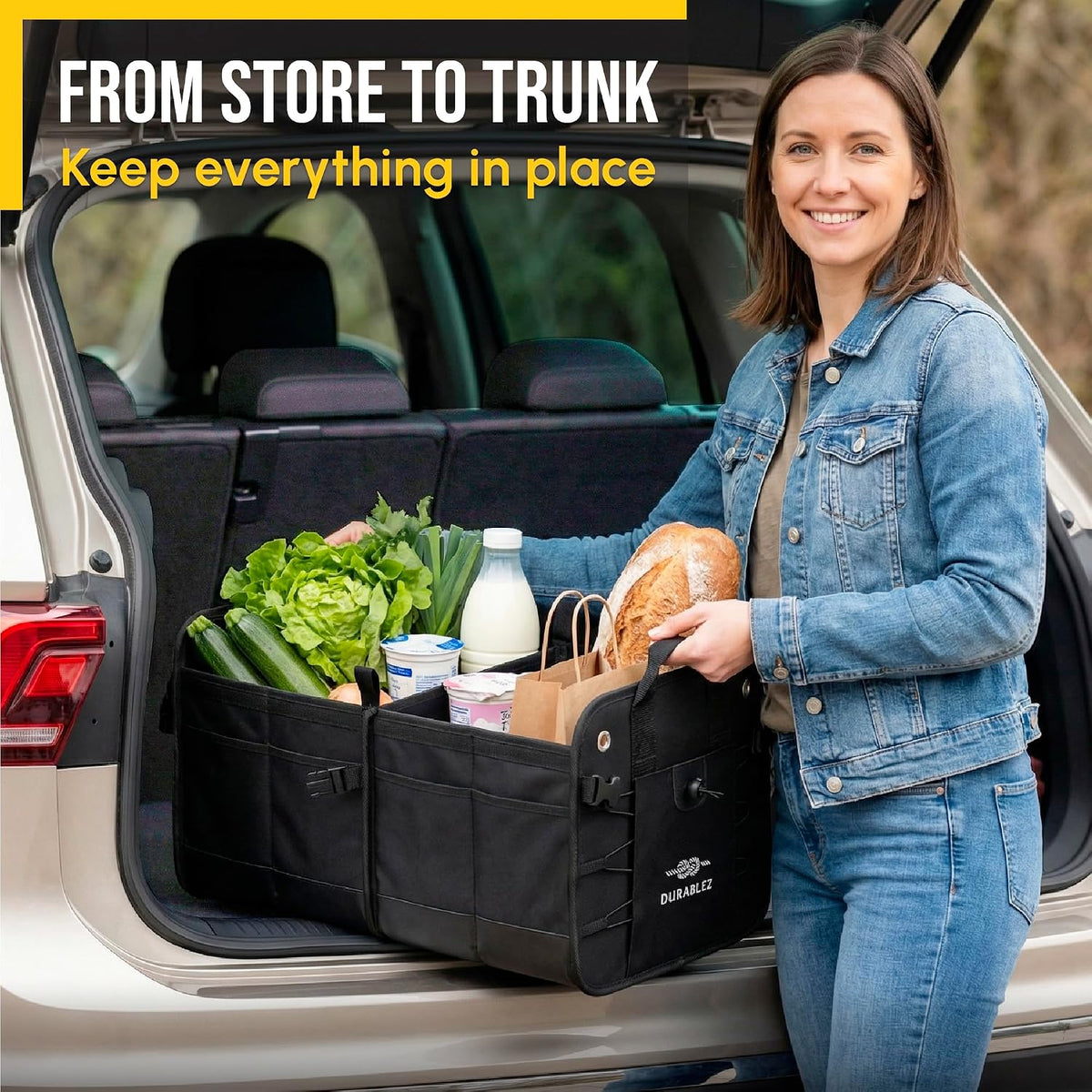 Car Trunk Organizer for SUV, Truck, Sedan, Minivan, and Van, Black