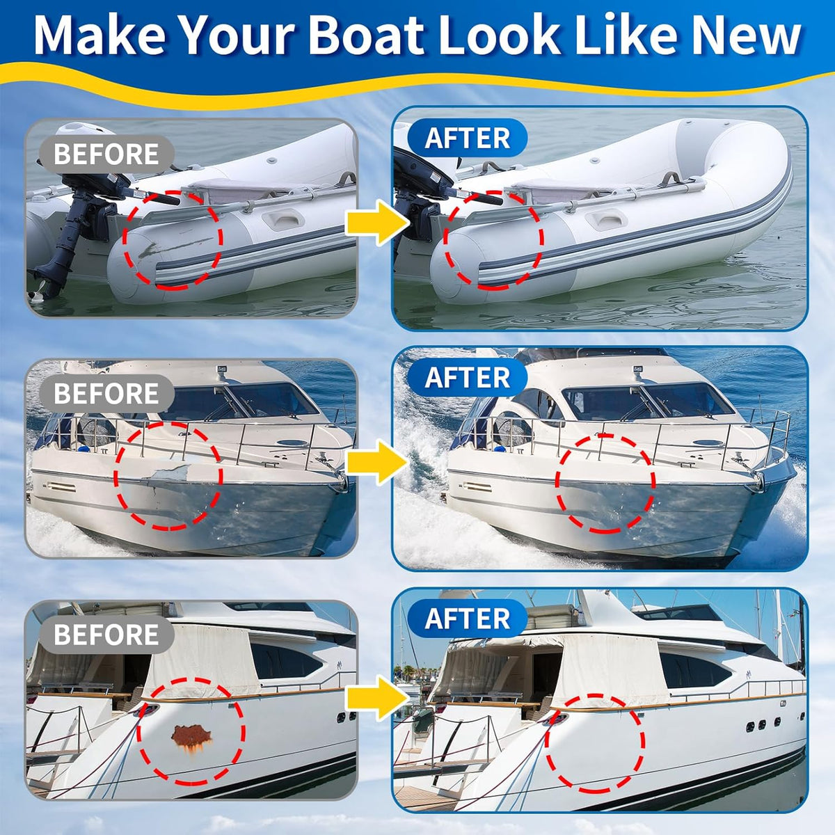 Skiennix Fiberglass Boat Repair Kit - Waterproof Epoxy Filler for Holes, Chips & Cracks | Color Match