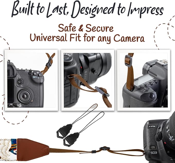 Art Tribute Camera Strap, Vintage Embroidered Neck Shoulder & Crossbody Camera