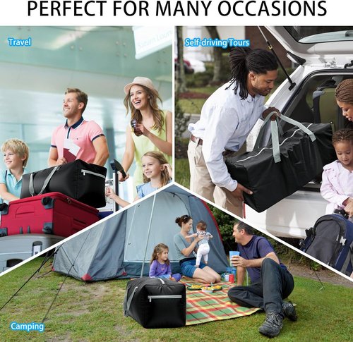 iFARADAY Foldable Duffel Bag - 30" | 75L Lightweight & Water-Resistant Travel Bag - Black