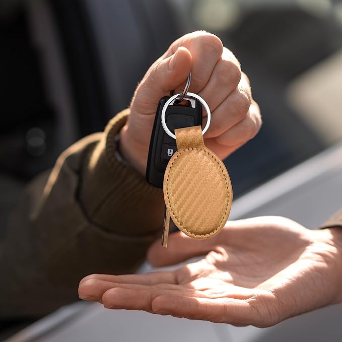 LaserGram Oval Keychain, Off Road Racer, Personalized Engraving Included (Carbon Fiber Bronze)