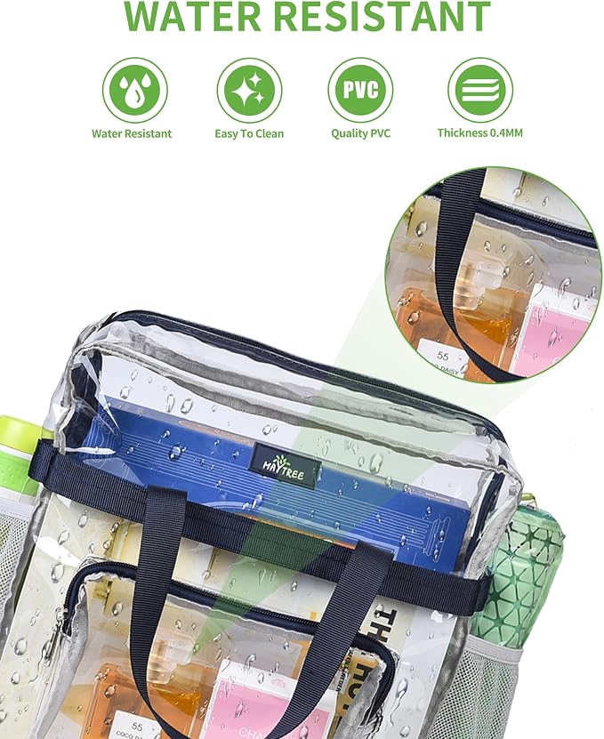 MAY TREE Clear Bag for Stadium Events 12×6×12 Clear Tote Lunch Bag