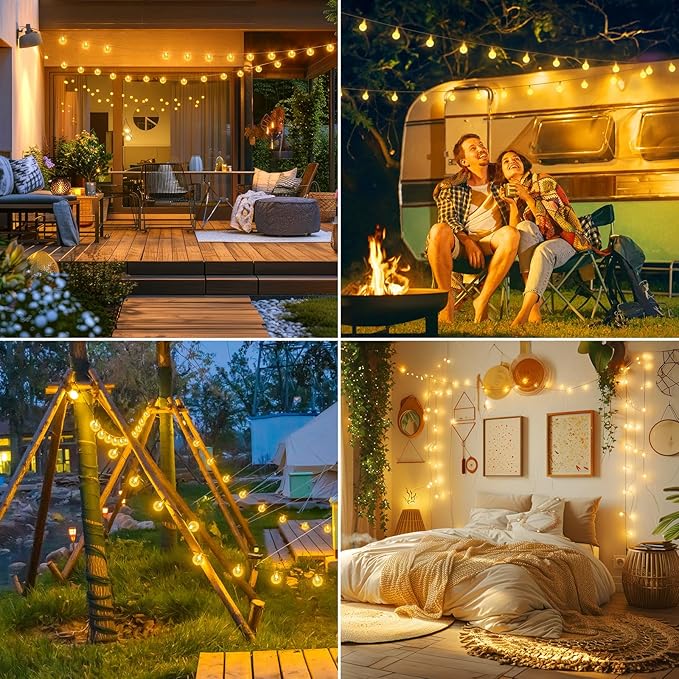 Minetom Crystal Globe String Lights Battery Operated - 17 ft 30 LED Globe Fairy Lights with Remote and 8 Modes, Waterproof for Bedroom Tent Loft Camping Porch Patio Party Wedding Decor, Warm White
