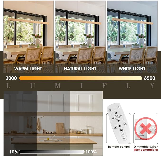 39" Linear Pendant Light Wood Grain Led Linear Pendant Light Fixtures Ceiling