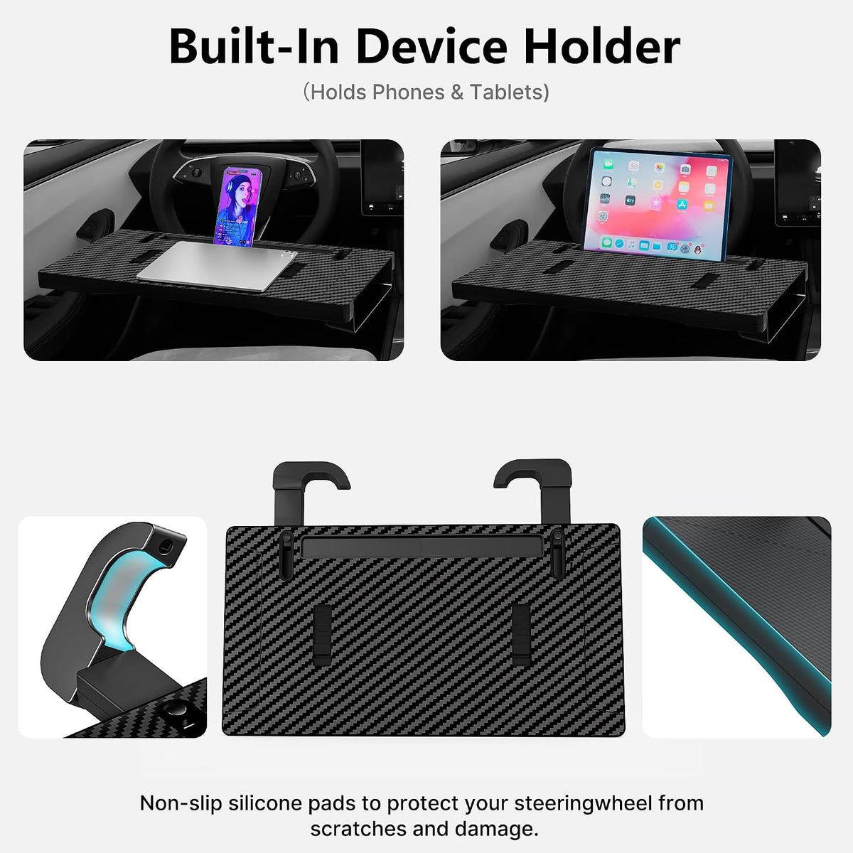 2-in-1 Car Steering Wheel Desk Tray & Seat Gap Filler Organizer