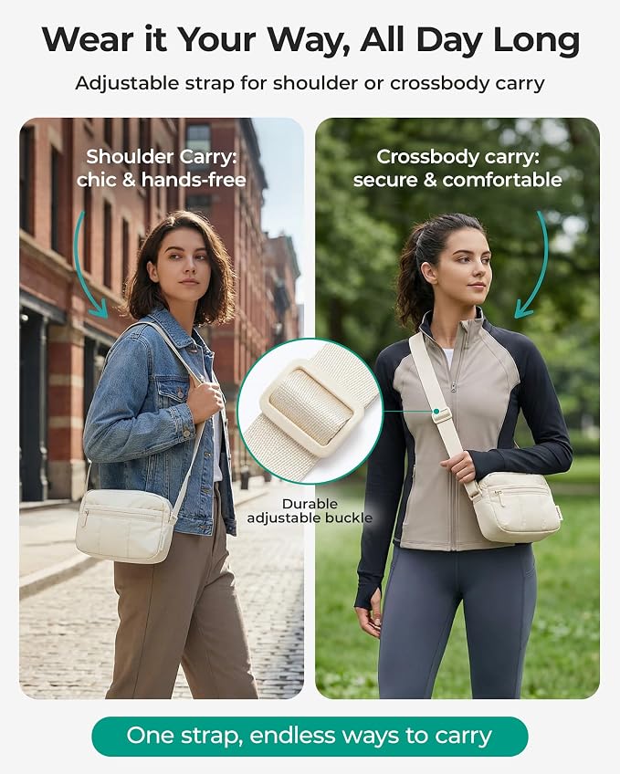 BAGSMART 2 in 1 Puffy Camera Sling Bag Small Camera Shoulder Bag