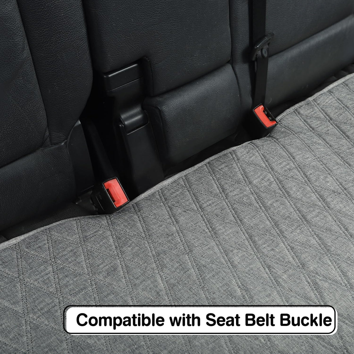 Universal Grey Anti-Slip Rear Car Seat Cover Size S - Faux Linen Bottom Bench Seat Cushion Fits Most of Vehicles Cars Truck SUV Van - Automotive Long Back Seats Protectors with Storage Pocket