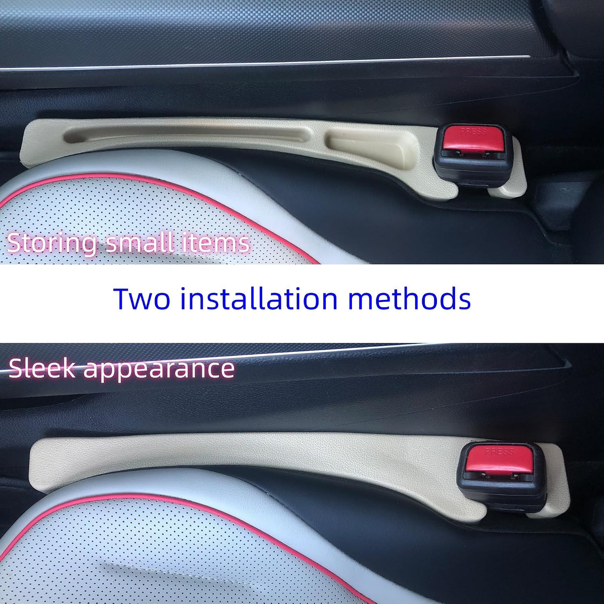 Car Seat Gap Filler Accessories,Storage Organizer Fit Car SUV Truck Fill The Gap Between Seat & Console Vehicle Console Side Pockets (Beige)