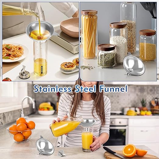 Serinar Stainless Steel Funnel (5.7 in. x 1 in. Mouth) with 30 Mesh Removable Stainless Steel Filter, Food Grade Metal Large Funnel for Kitchen, Liquids, Oils, Powders, Spices, Home Brewing.
