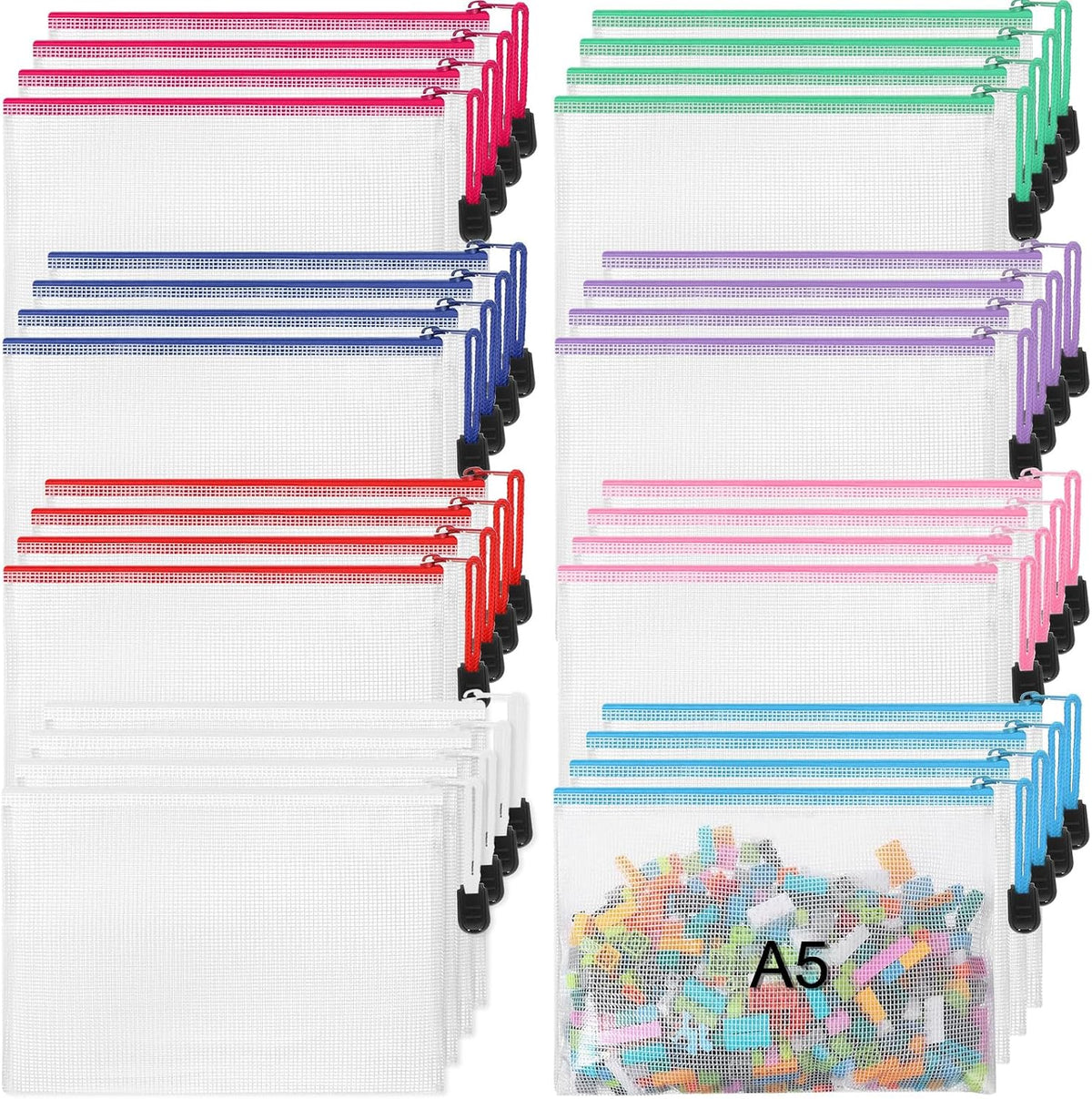 Jetec 32 Mesh Zipper Bags Bikini, Classic Color, 9 x 7 Inch, 32 Pcs