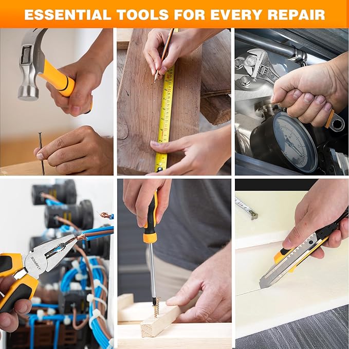 SOARFLY Upgradd 180 Piece Tool Set - Tool Box with 8V Cordless Drill, Hand Drill Set for Men & Women, Home Tool Kit with Hand Tools for House Repair, DIYers, Homeowners & Handymen