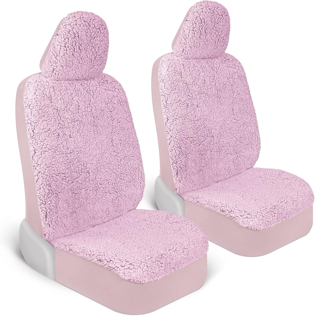 Carbella Plush Sherpa Fleece, 2 Pack Pink Seat Cover for Cars with Soft Cushioned Touch, Cute Automotive Interior Protector for Trucks Van SUV