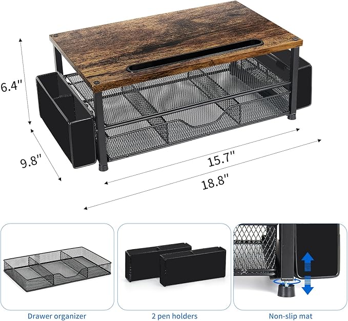 AUPSEN Wood Desk Organizers and Accessories, 2-Tier Computer Monitor Stand Riser