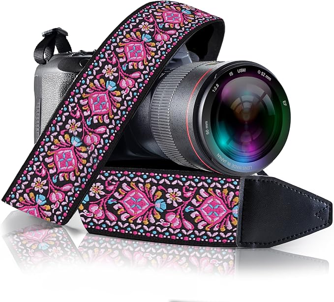 Art Tribute Camera Strap, Vintage Embroidered Neck Shoulder & Crossbody Camera