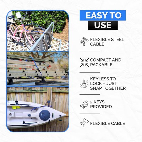 DocksLocks Weatherproof Security Cable Lock - Anti-Theft Protection for Kayaks, Bikes & More | 5ft to 25ft Lengths