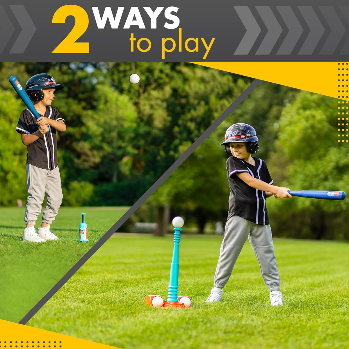 Skiennix T-Ball Stand for Kids | Adjustable Batting Tee with 6 Large Balls | Ages 1-8