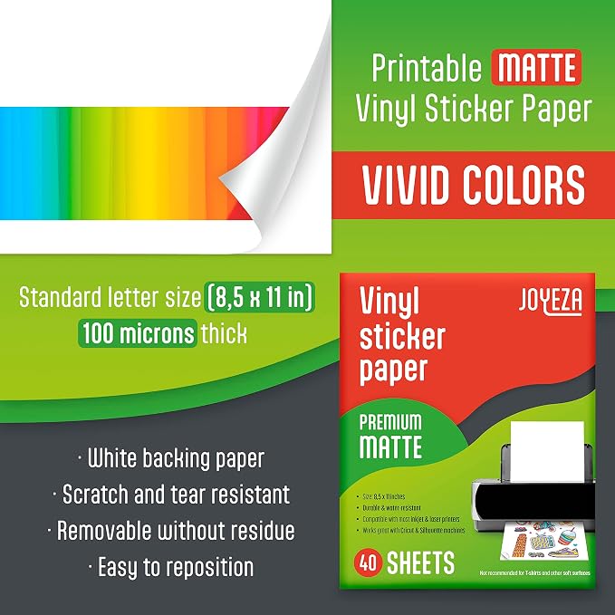 JOYEZA Premium Printable Vinyl Sticker Paper