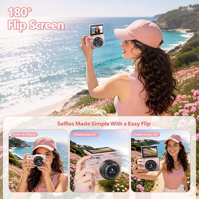 4K Digital Camera for Photography, 64MP Vlogging Camera for YouTube