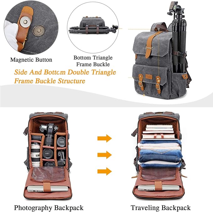 UBAYMAX Camera Backpack, DSLR SLR Waterproof Canvas Camera Bags Rucksack 15.6