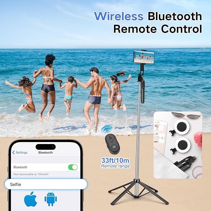 Vlogging Kit for iPhone/Android, Metal Selfie Stick Tripod for iPhone