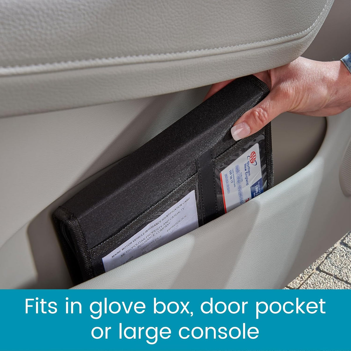 High Road Glove Box Organizer and Car Manual Holder - Insurance and Registration Holder for Glove Box with Clear Pockets for Quick Access to Car Documents and Expandable Manual Holder