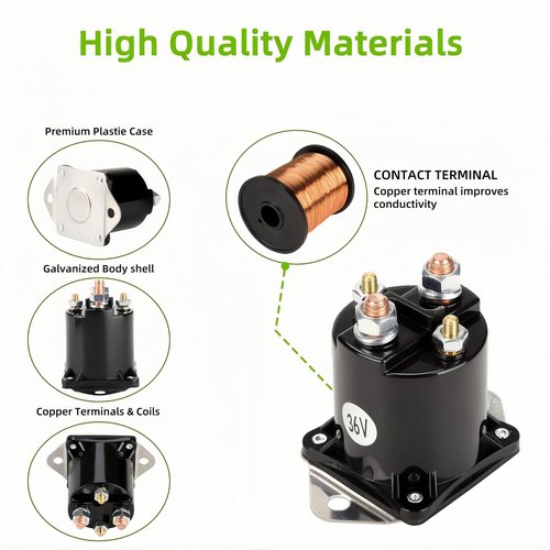 GENOUR 36V Golf Cart Solenoid for Club Car DS (1976-1998) - Fits OEM# 8016 & 1113 | 4 Terminal Replacement, Sealed Housing & Easy Install