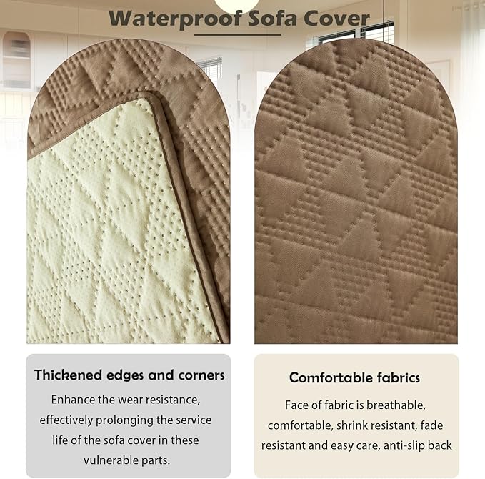 Waterproof Dog Bed Cover Pet Blanket, Soft Pet Couch Covers for Sofa Washable, Bed Couch Sofa Furniture Protector for Puppy Cat Kids (Khaki,130 * 210 CM)