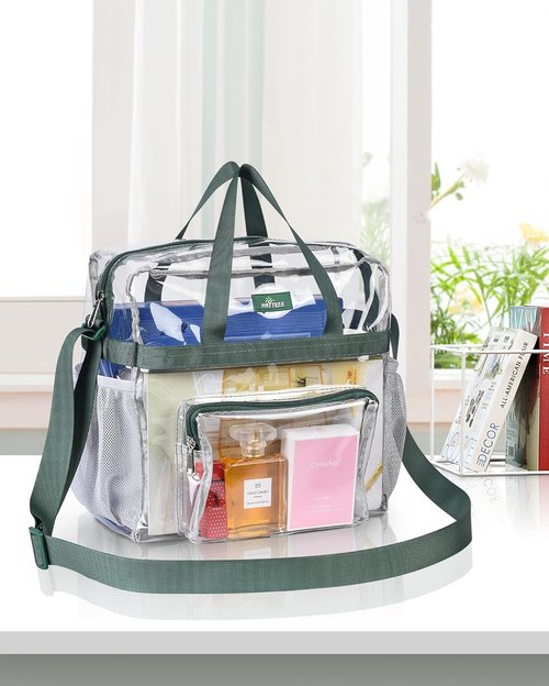 MAY TREE Clear Stadium Bag - Durable 12x6x12 Tote with Reinforced Straps for Events & Gym