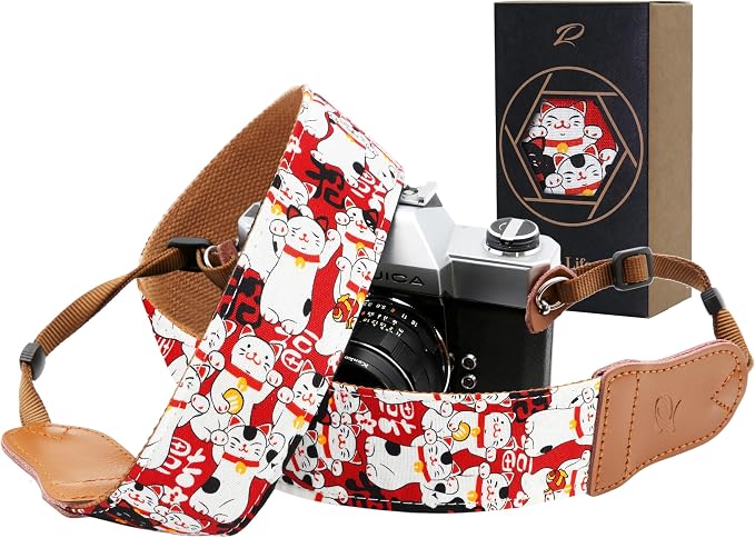 Padwa Lifestyle Red Cat Animal Print Camera Strap