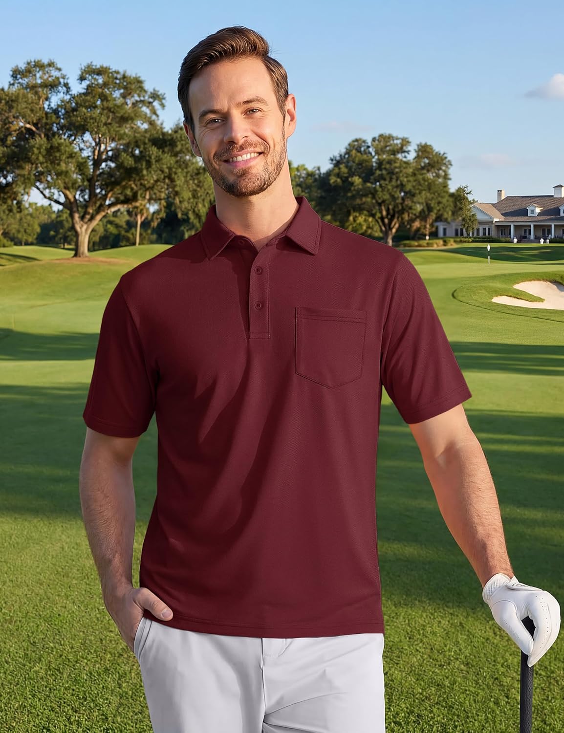 TACVASEN Men's Polo Shirt - Performance Dry Fit Golf Polo with Pocket | Casual Short Sleeve